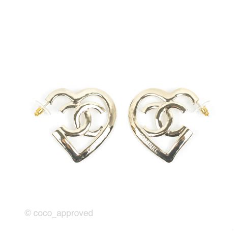 chanel 22p cc heart hoop earrings|Chanel earrings for sale.